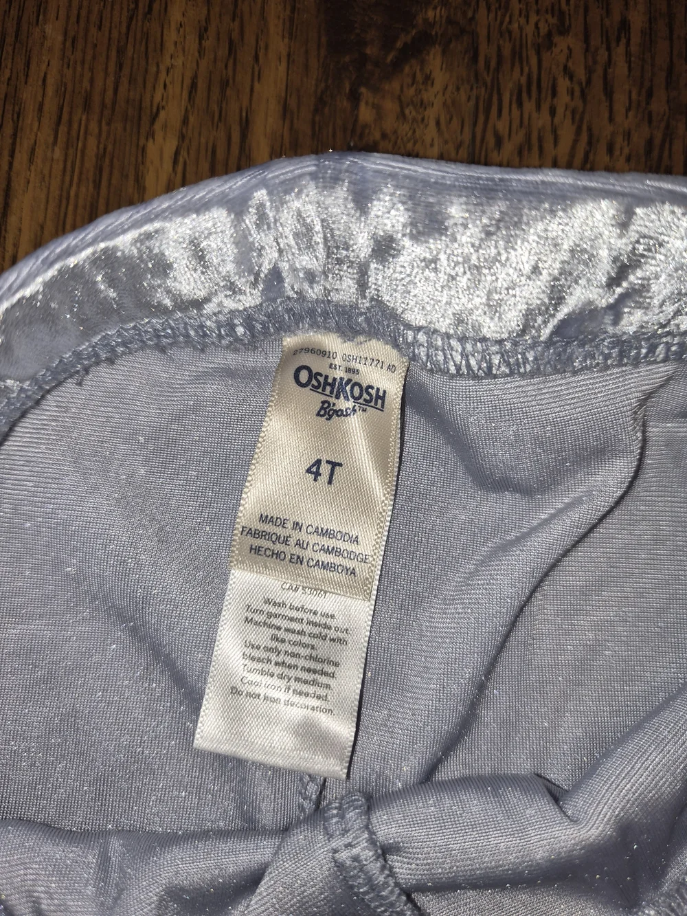 OshKosh B'gosh Silver Gray Blue.Crushed Velvet Kids Leggings 4T